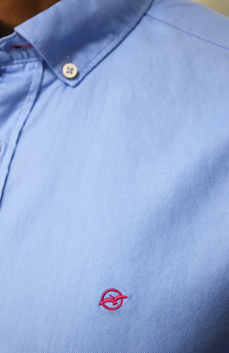 Camisa manga larga Oxford Azul para Hombre