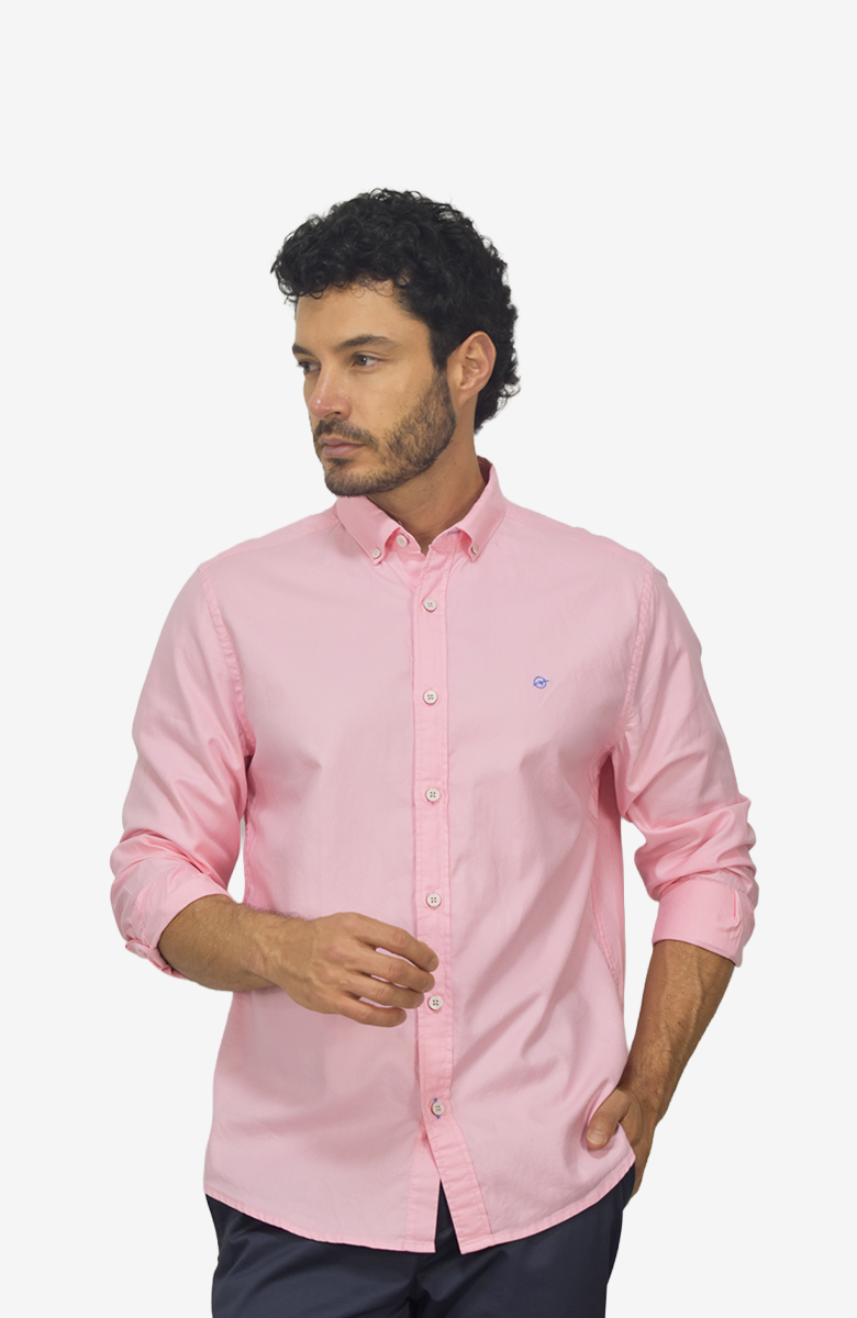 Camisa manga larga Oxford Rosada para Hombre