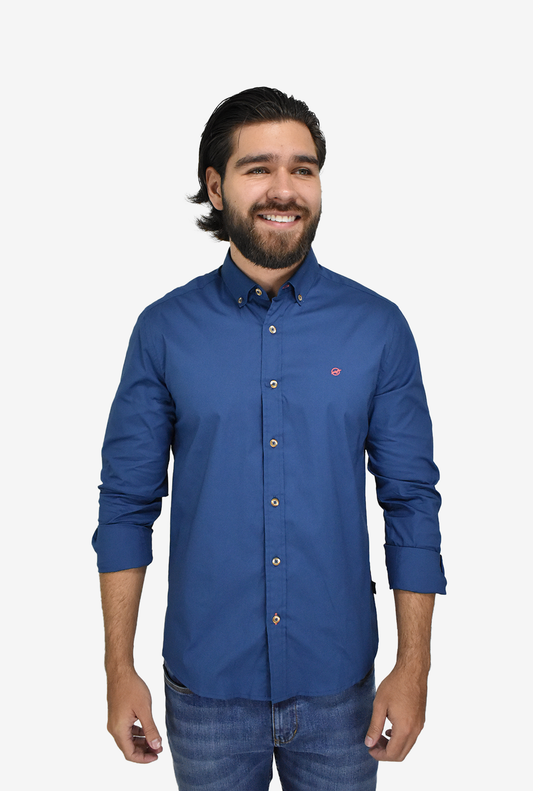 Camisa Manga Larga Azul  Para Hombre DMCMLY01