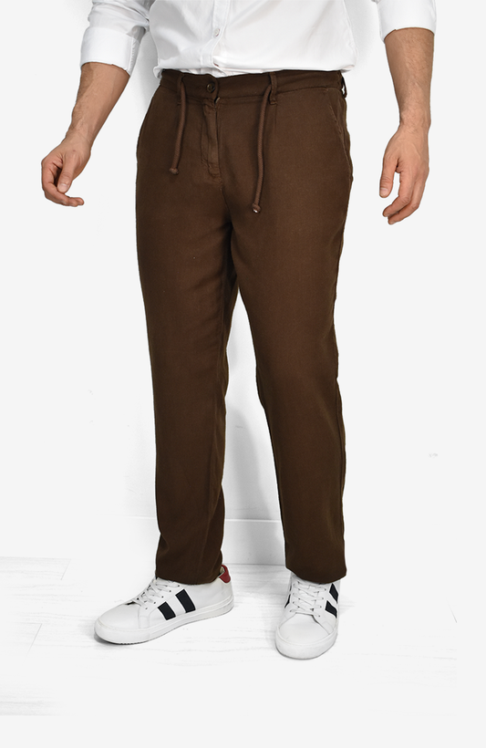 Pantalón En Lino Café Para Hombre