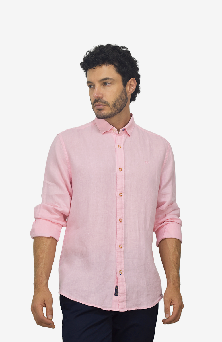 Camisa manga larga Oxford Rosada para Hombre