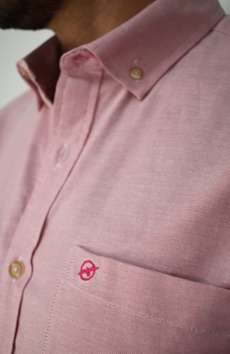 Camisa Manga Larga Tipo Oxford Rosada para Hombre