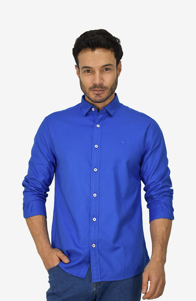 Camisa Manga Larga Oxford Azul Rey para Hombre