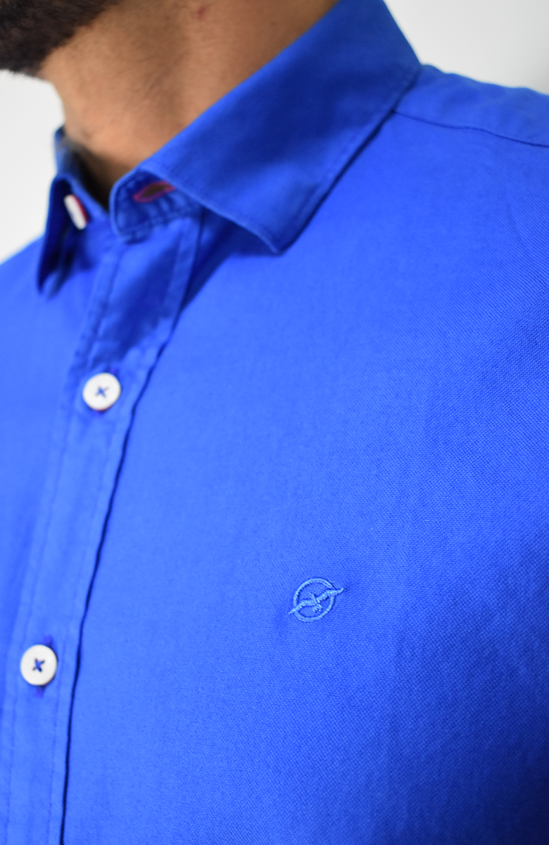 Camisa Manga Larga Oxford Azul Rey para Hombre