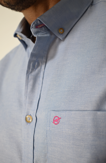 Camisa Manga Larga Tipo Oxford Azul para Hombre