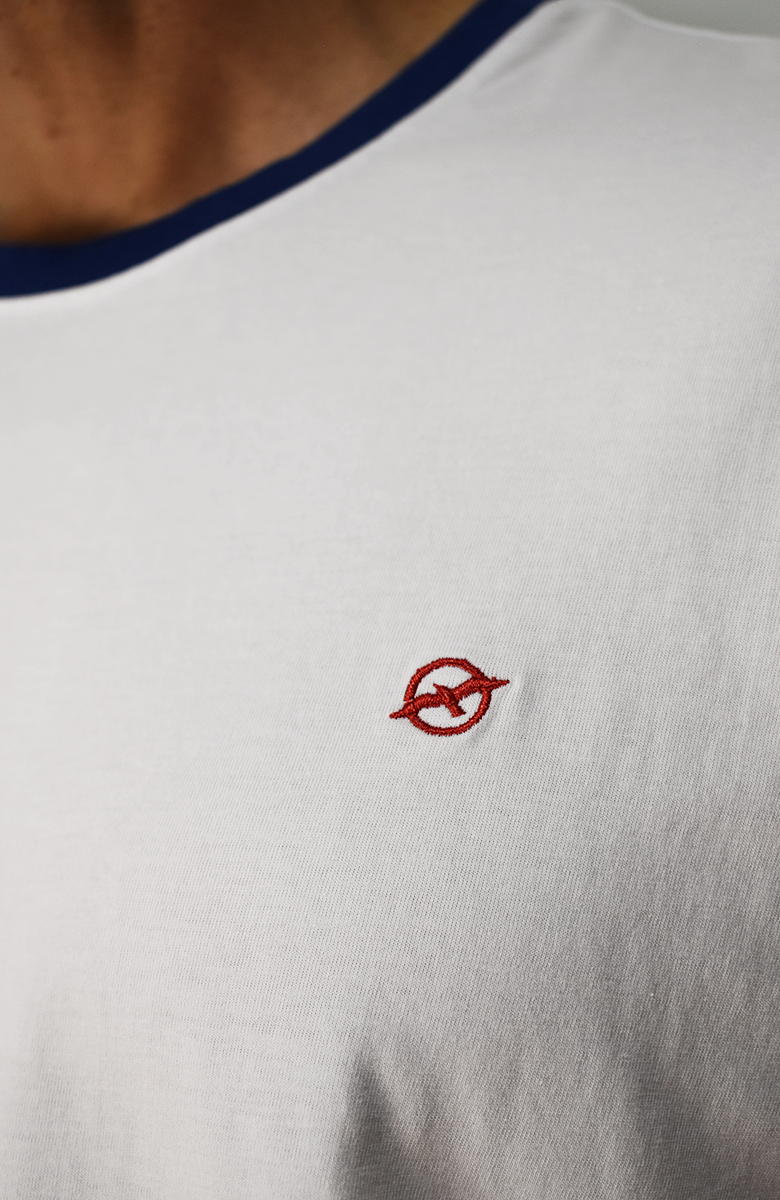 Camiseta cuello en contraste Blanco Para Hombre