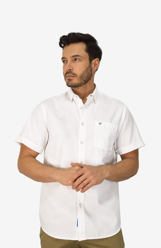 Camisa Manga Corta Blanca Para Hombre
