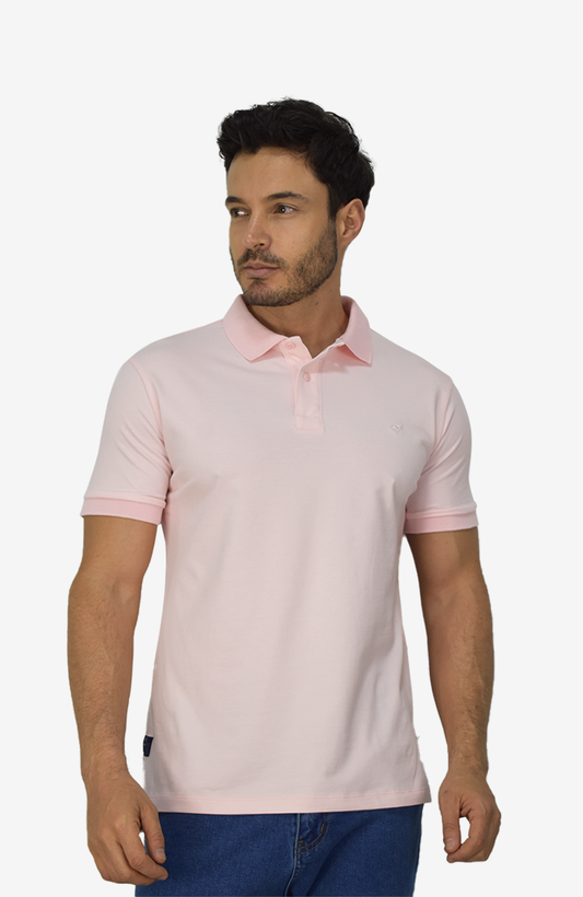 Camiseta Tipo Polo Rosada Para Hombre