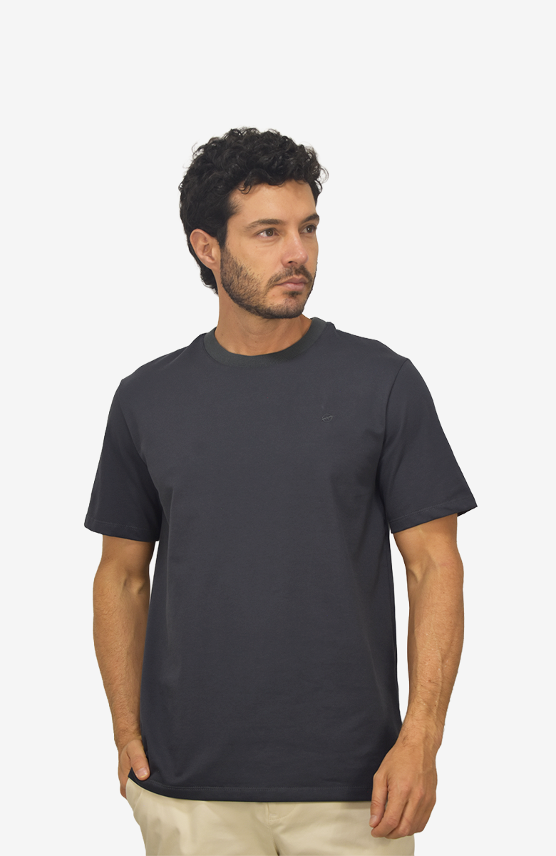 Camiseta básica en piqué Gris para Hombre