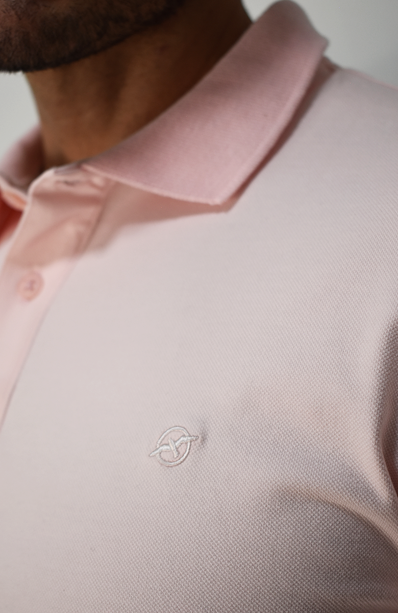 Camiseta Tipo Polo Rosada Para Hombre