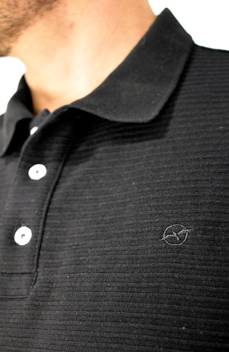 Camiseta tipo Polo texturizada Negra para Hombre