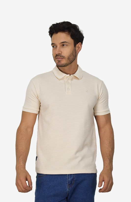 Camiseta tipo Polo texturizada Blanca para Hombre