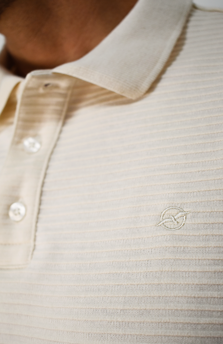 Camiseta tipo Polo texturizada Blanca para Hombre