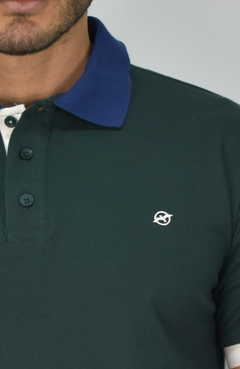 Camiseta Tipo Polo Verde Militar Para Hombre