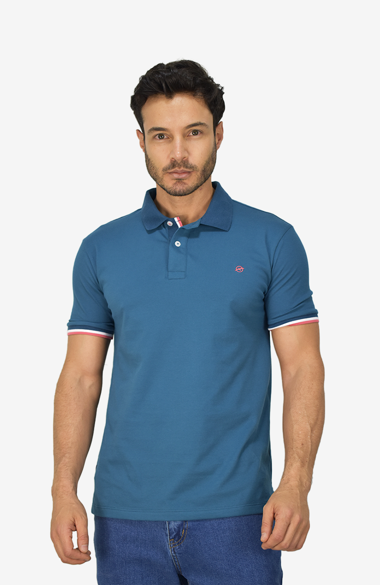 Camiseta Tipo Polo Azul Petroleo Para Hombre