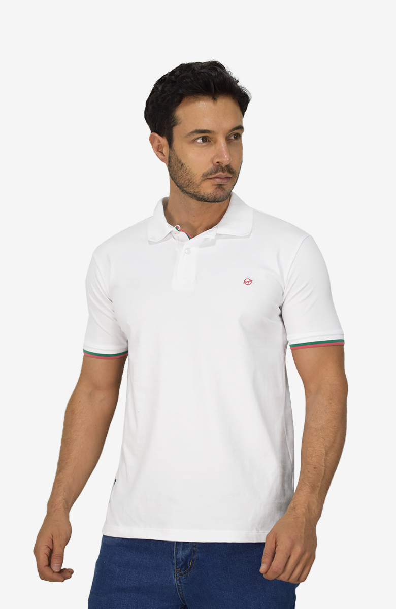 Camiseta Tipo Polo Blanco Para Hombre