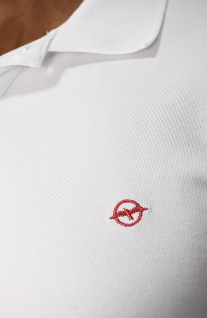 Camiseta Tipo Polo Blanco Para Hombre