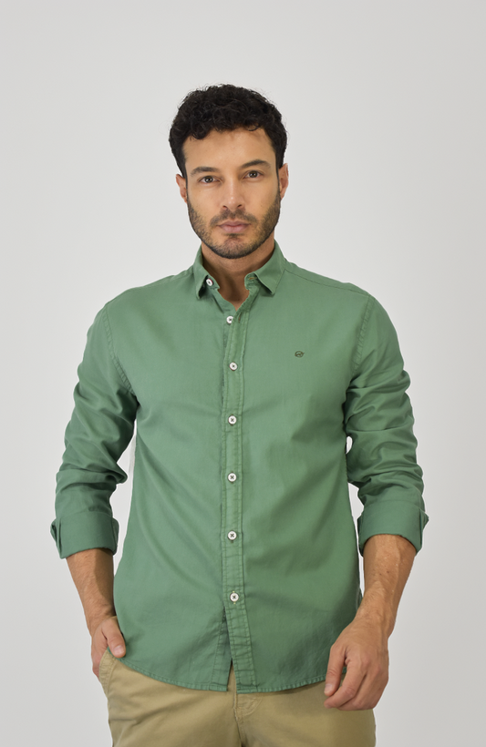 Camisa Manga Larga Oxford Verde para Hombre