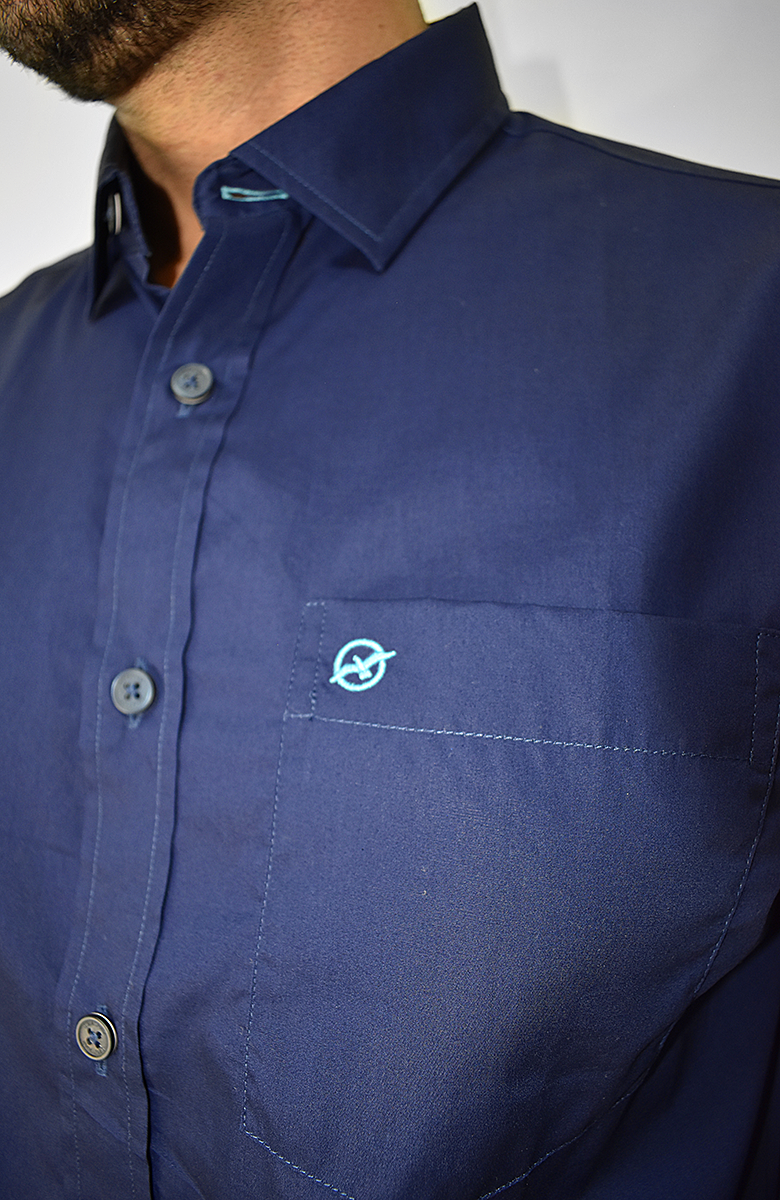 Camisa Manga Larga Azul para Hombre