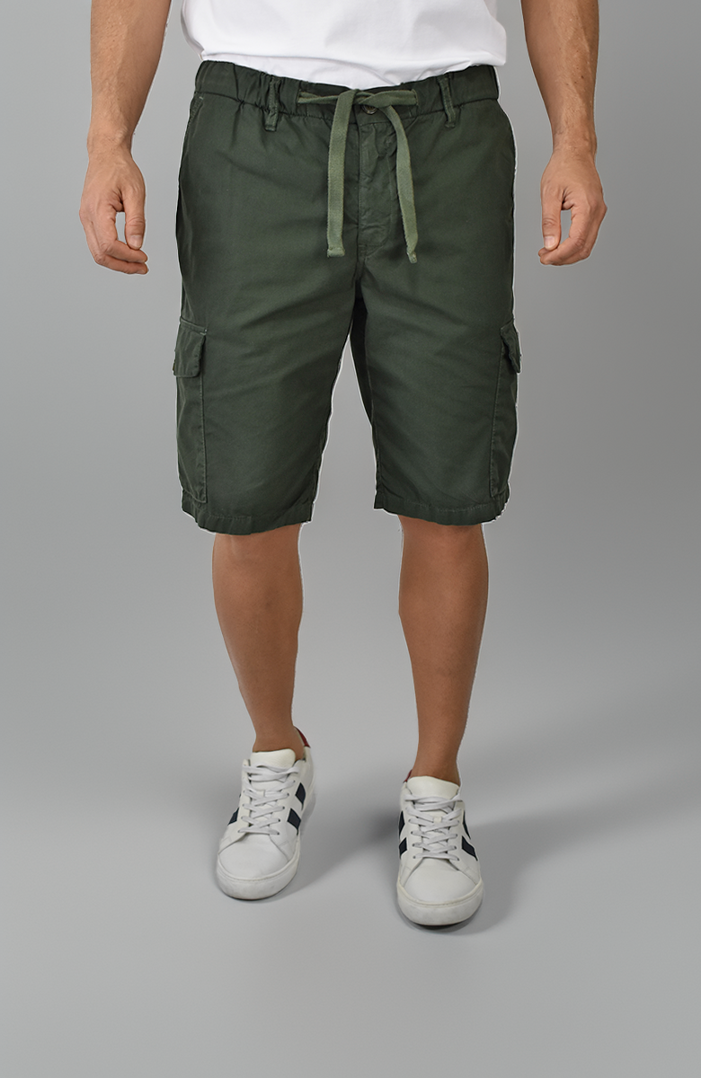 Bermuda Tipo Cargo Verde Militar Para Hombre