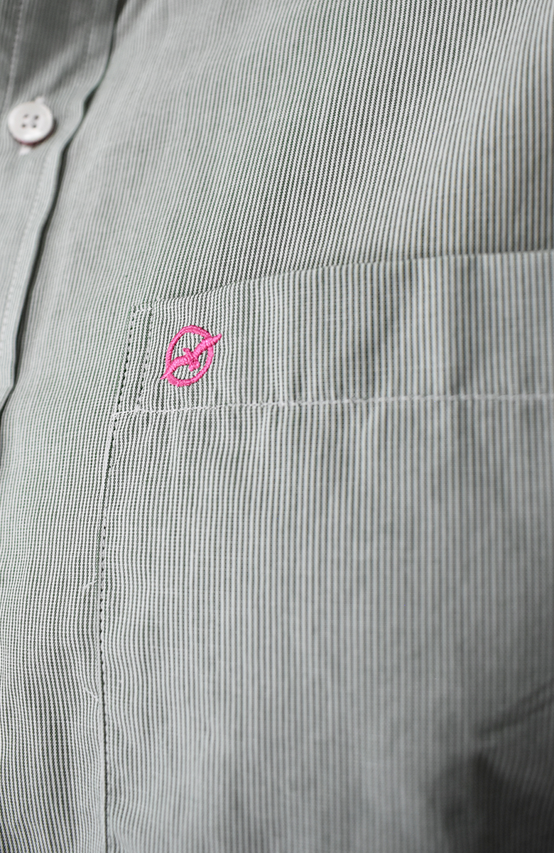 Camisa Manga Larga a rayas Verde Militar Para Hombre