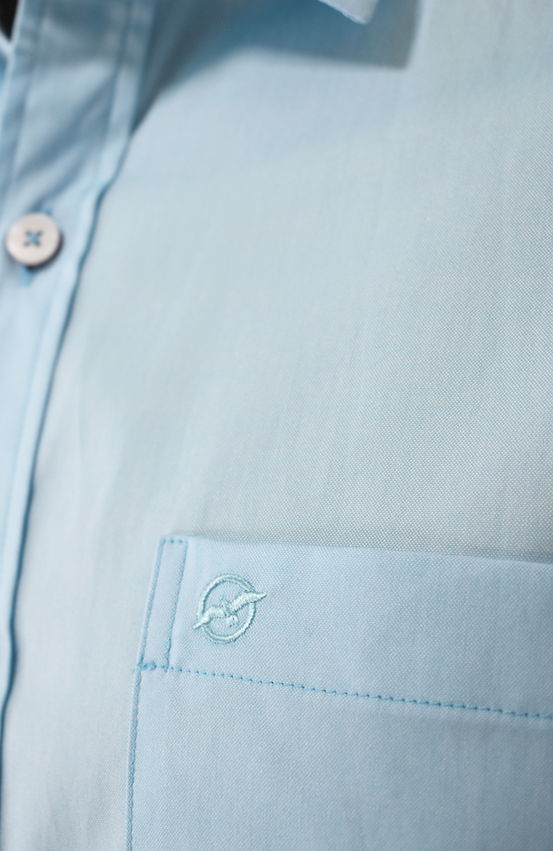 Camisa Manga larga Azul Claro Para Hombre