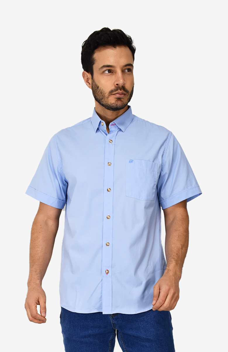 Camisa Manga Corta Azul para Hombre