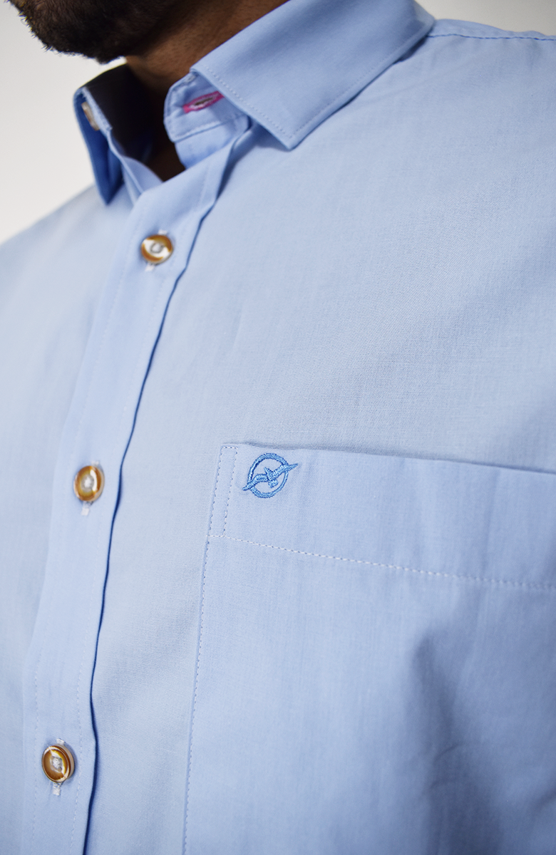 Camisa Manga Corta Azul para Hombre