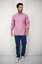 Camisa Manga Larga a Cuadros Rosada para Hombre