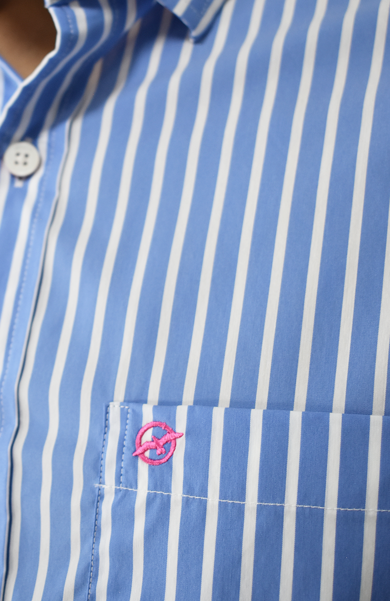 Camisa manga larga a Rayas Azul Para Hombre