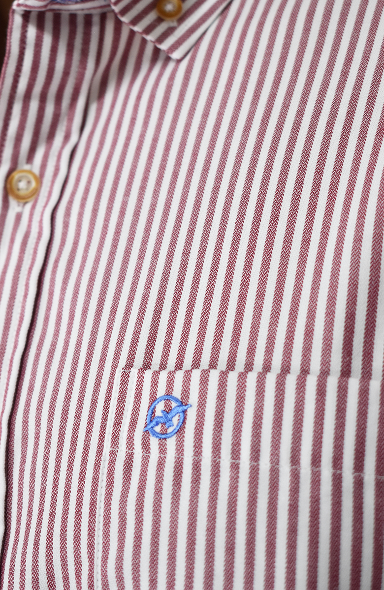 Camisa manga larga a rayas Rojo Para Hombre