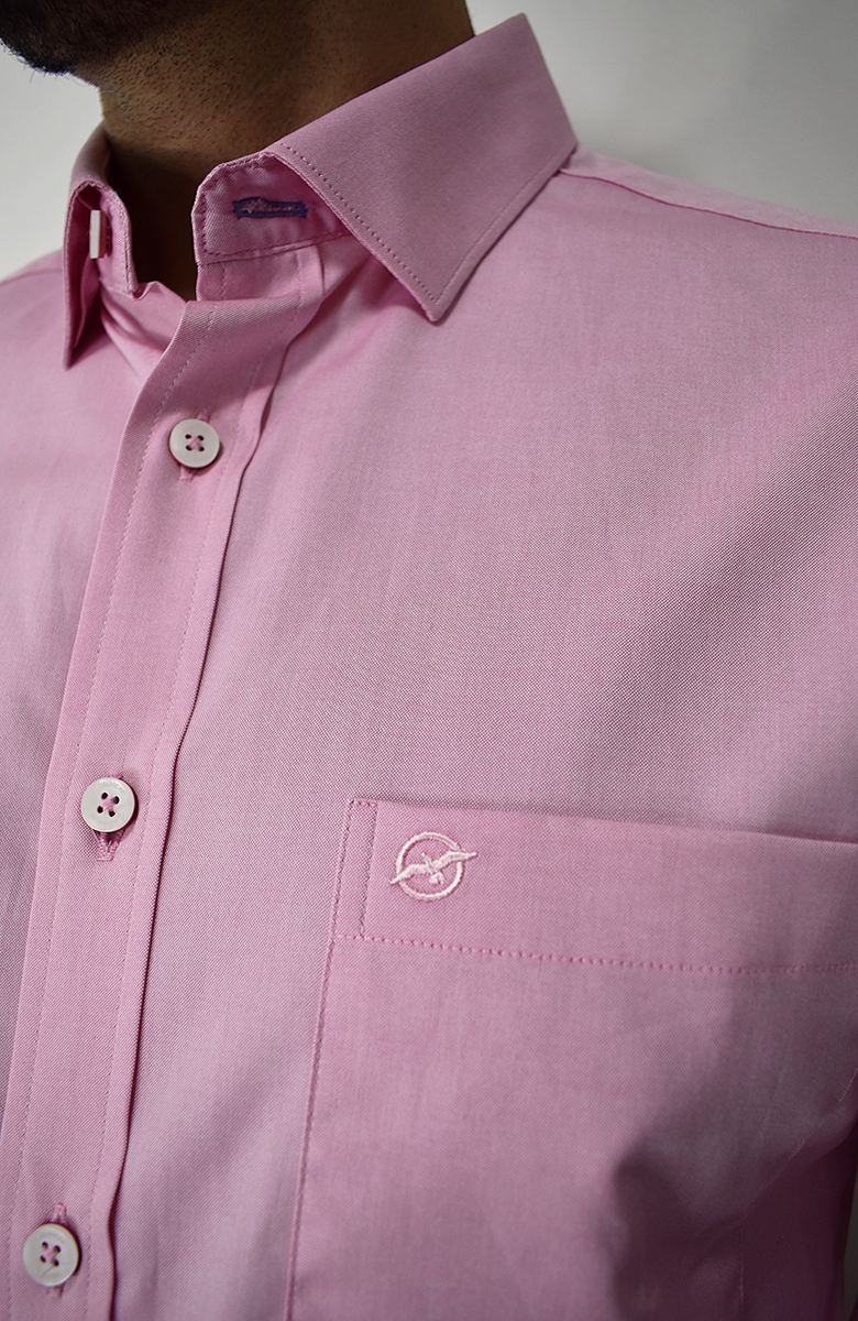 Camisa Manga Larga Rosada para Hombre