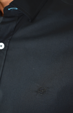 Camisa Popelina Manga larga Negra Para Hombre