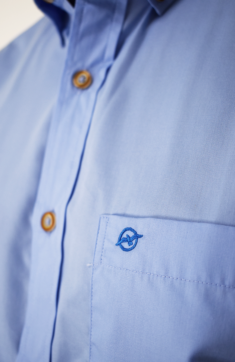 Camisa Manga Larga Popelina Azul para Hombre