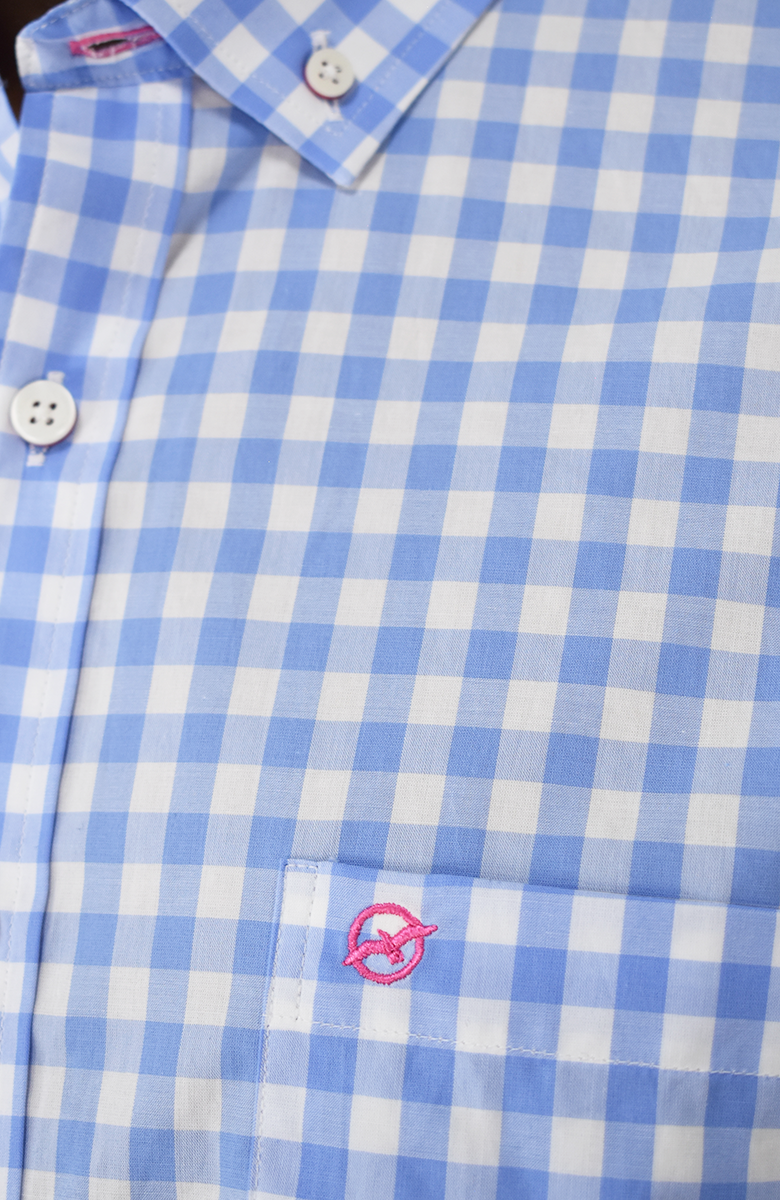 Camisa Manga larga a Cuadros Azul para Hombre