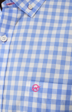 Camisa Manga larga a Cuadros Azul Claro para Hombre