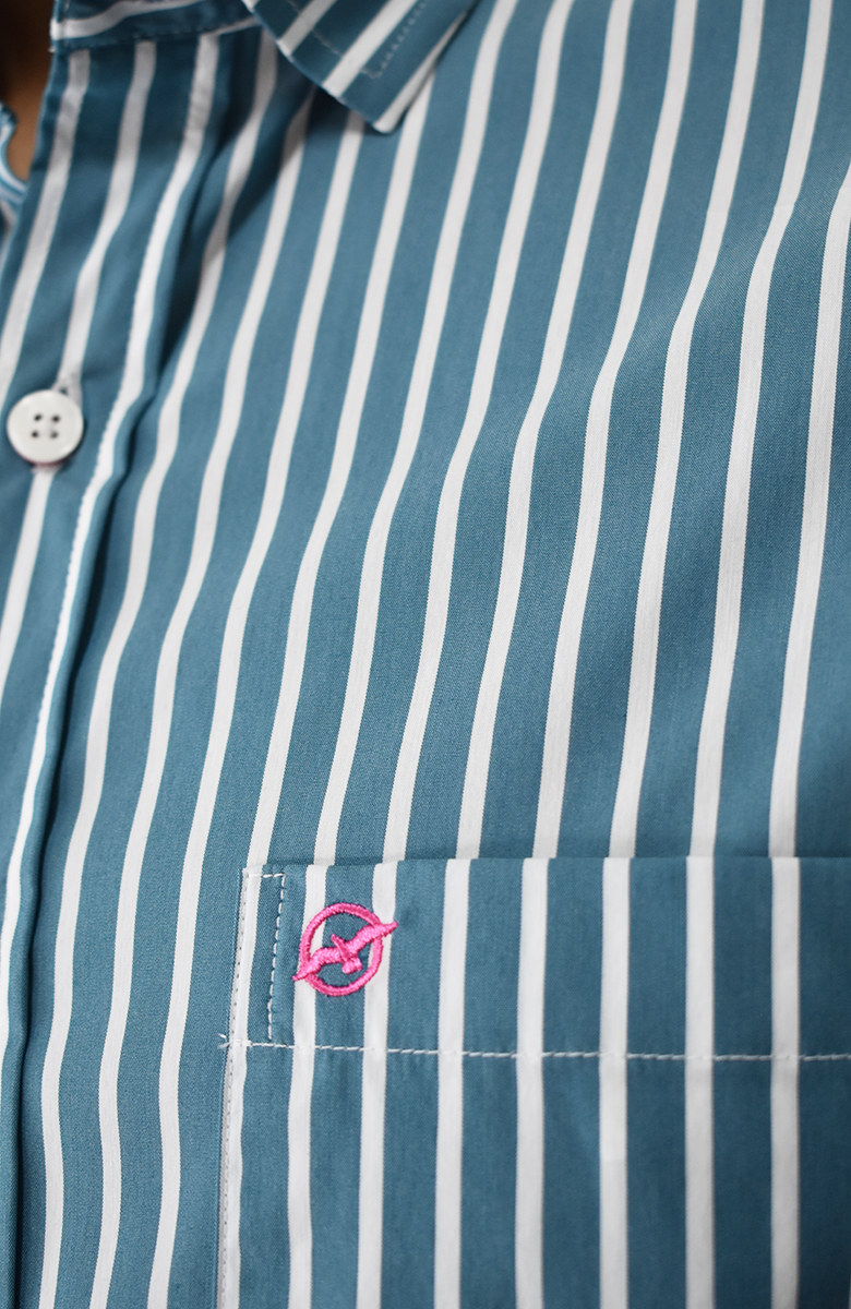 Camisa manga larga a Rayas Verde Para Hombre