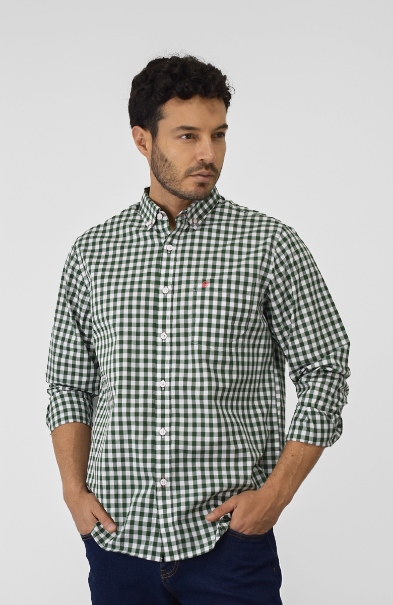 Camisa Manga larga a Cuadros Verdes