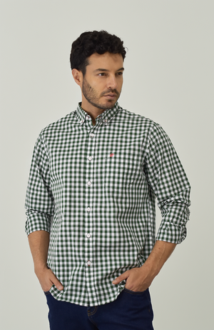 Camisa Manga Larga A cuadros verde para Hombre