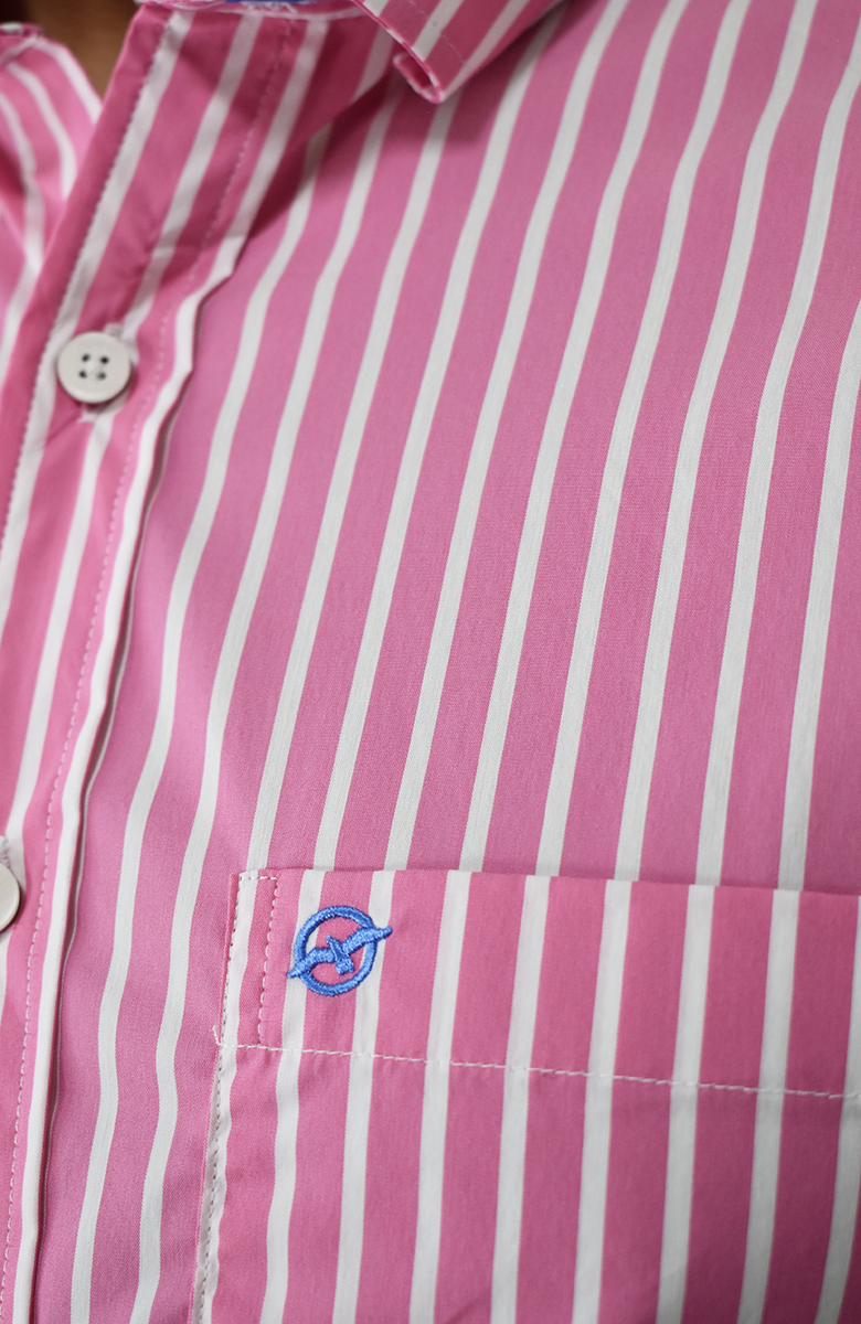 Camisa manga larga a Rayas Rosa Para Hombre