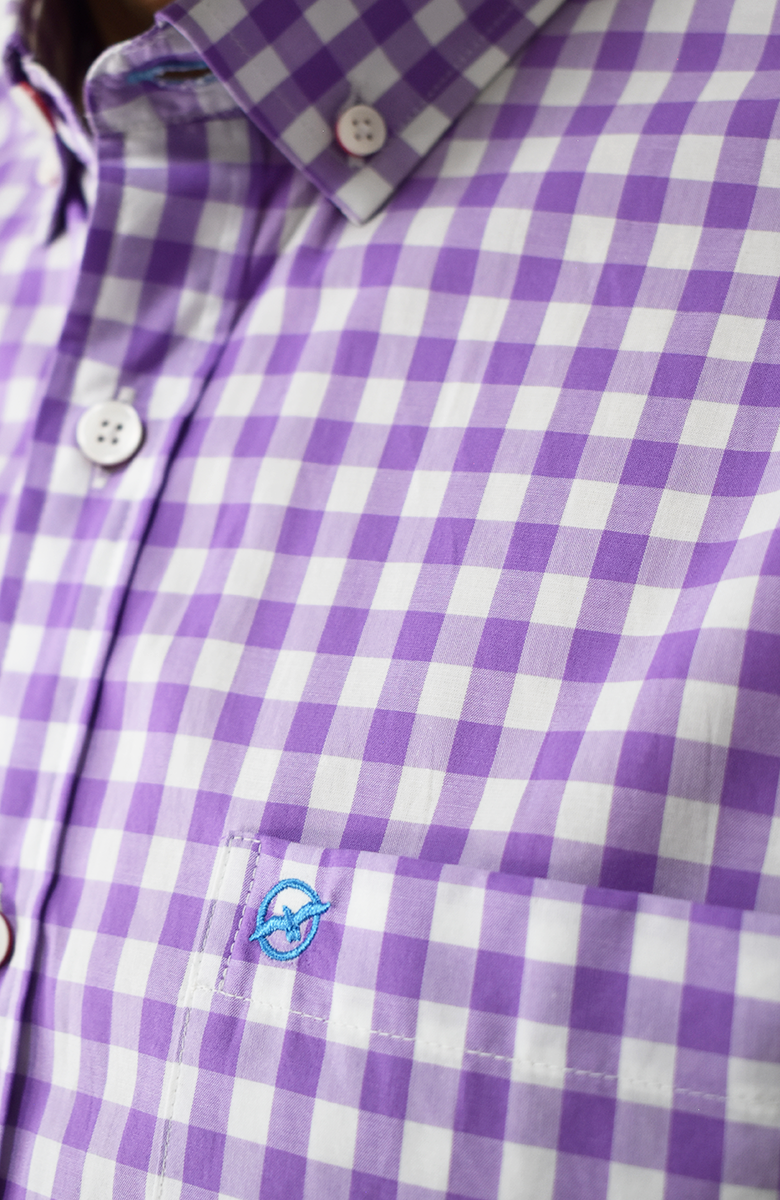 Camisa Manga Larga a cuadros Morada Para Hombre