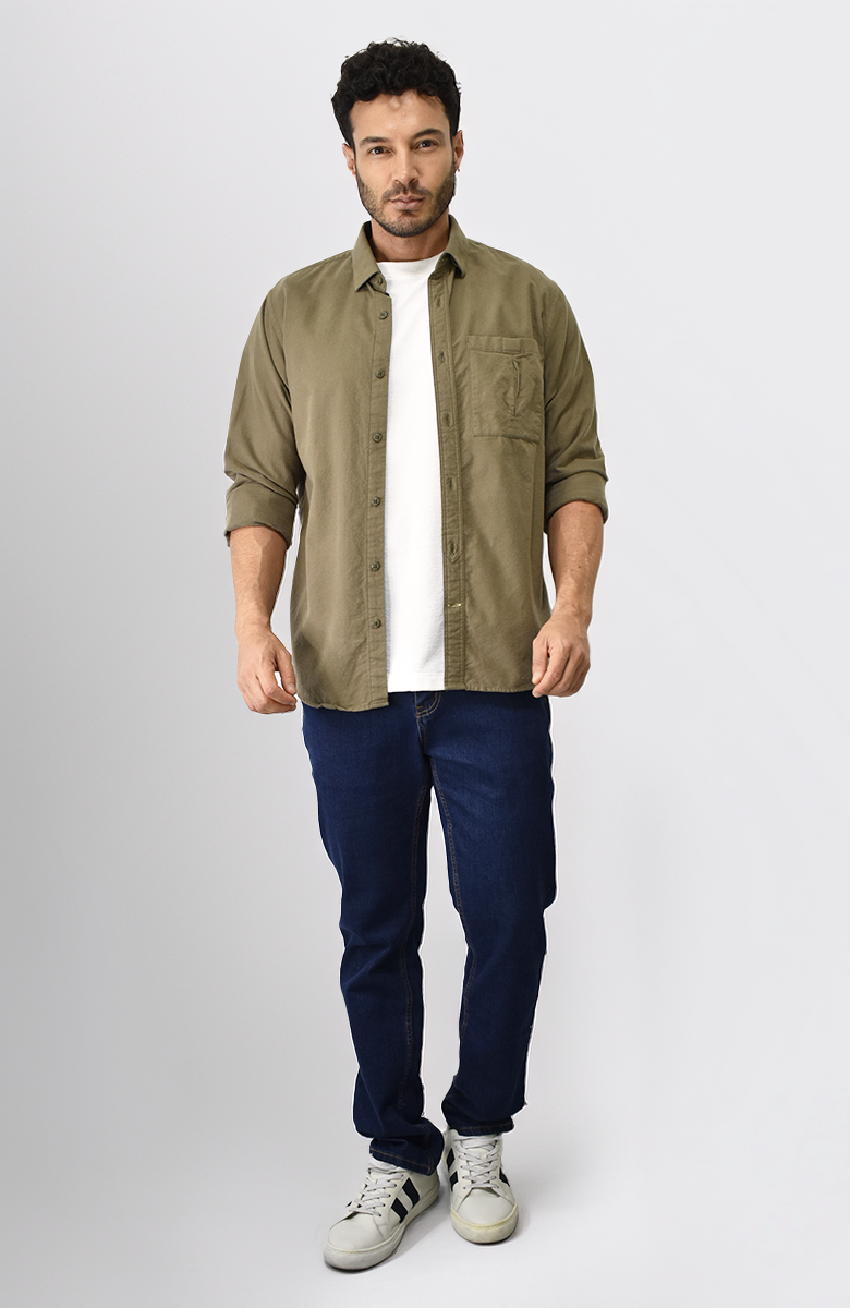 Sobrecamisa manga larga Verde para Hombre