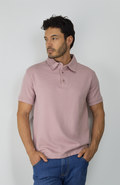 Camiseta tipo polo en tela texturizada Rosa para Hombre