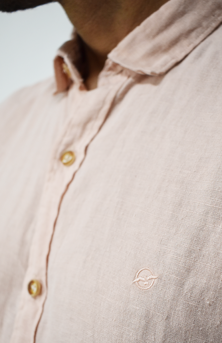 Camisa manga larga Lino Rosada para Hombre