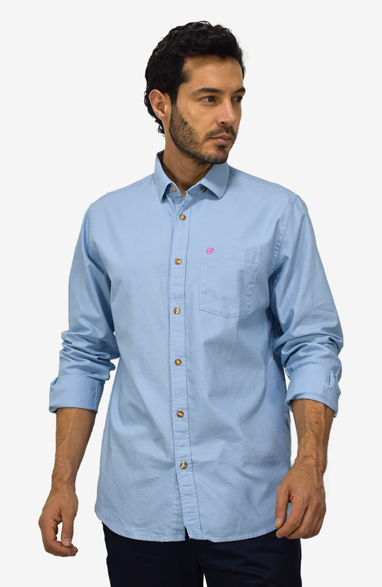 Camisa Manga Larga  Oxford Azul para Hombre