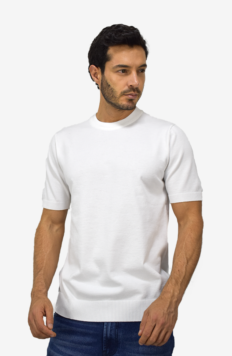 Camiseta Tejida Marfil Para Hombre