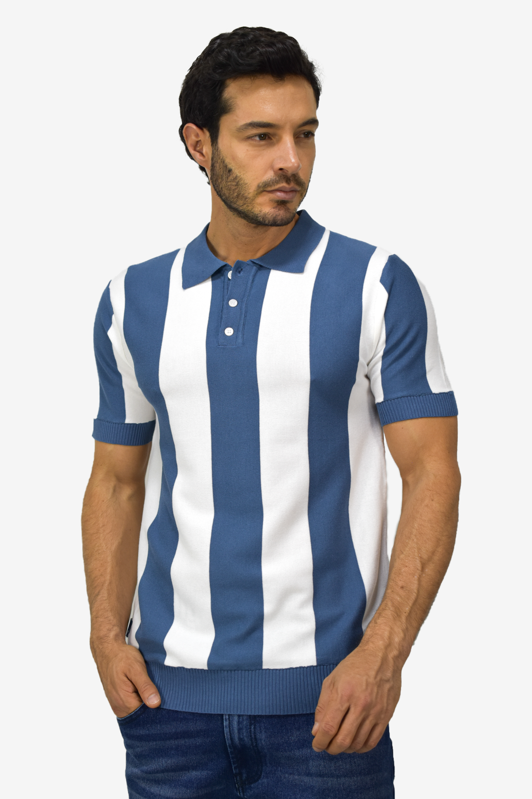 Camiseta tipo Polo tejida Azul  para Hombre