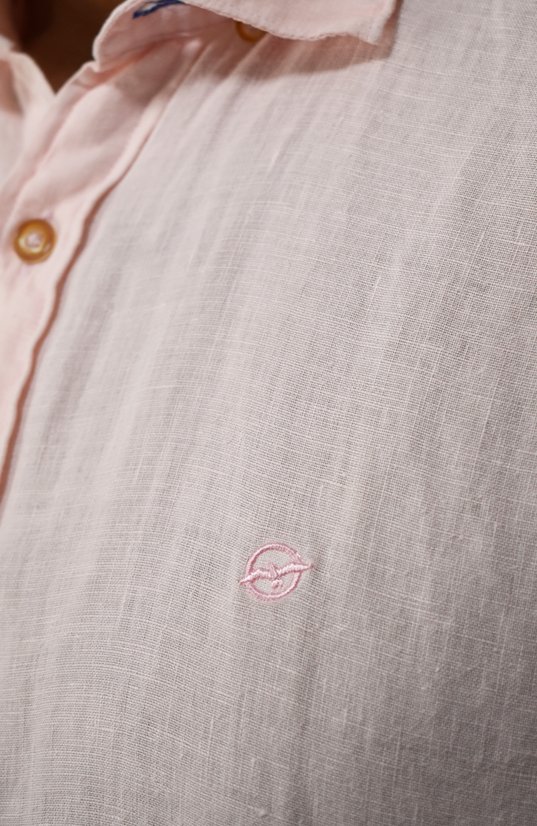 Camisa Manga Corta Lino Rosada para Hombre