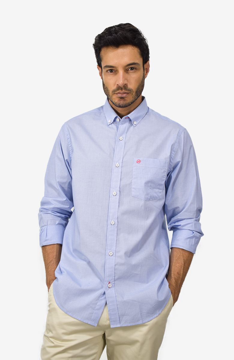 Camisa manga larga a cuadros Azul para Hombre