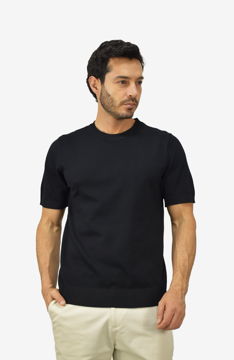 Camiseta Tejida Negra Para Hombre